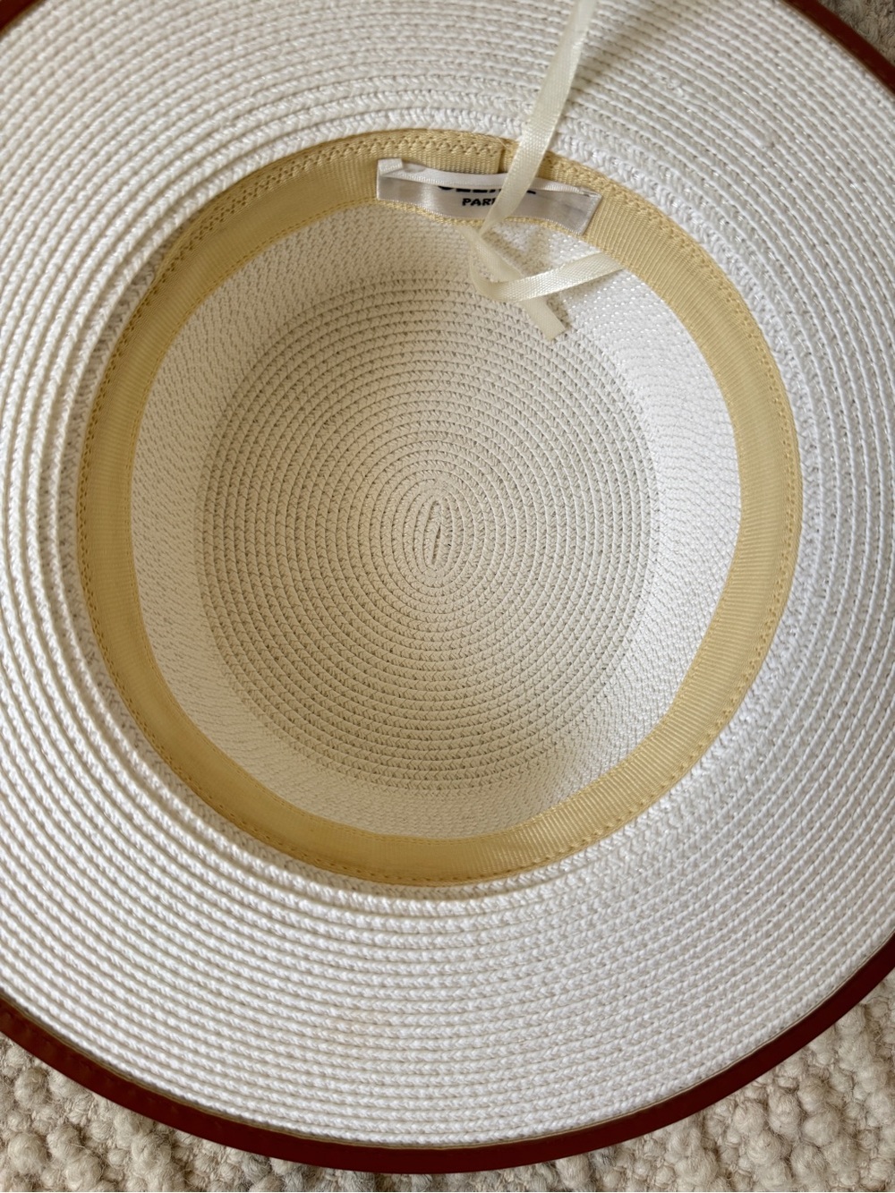 Celine Straw Hat with Tan  Trim and Logo - Picture 11 of 12
